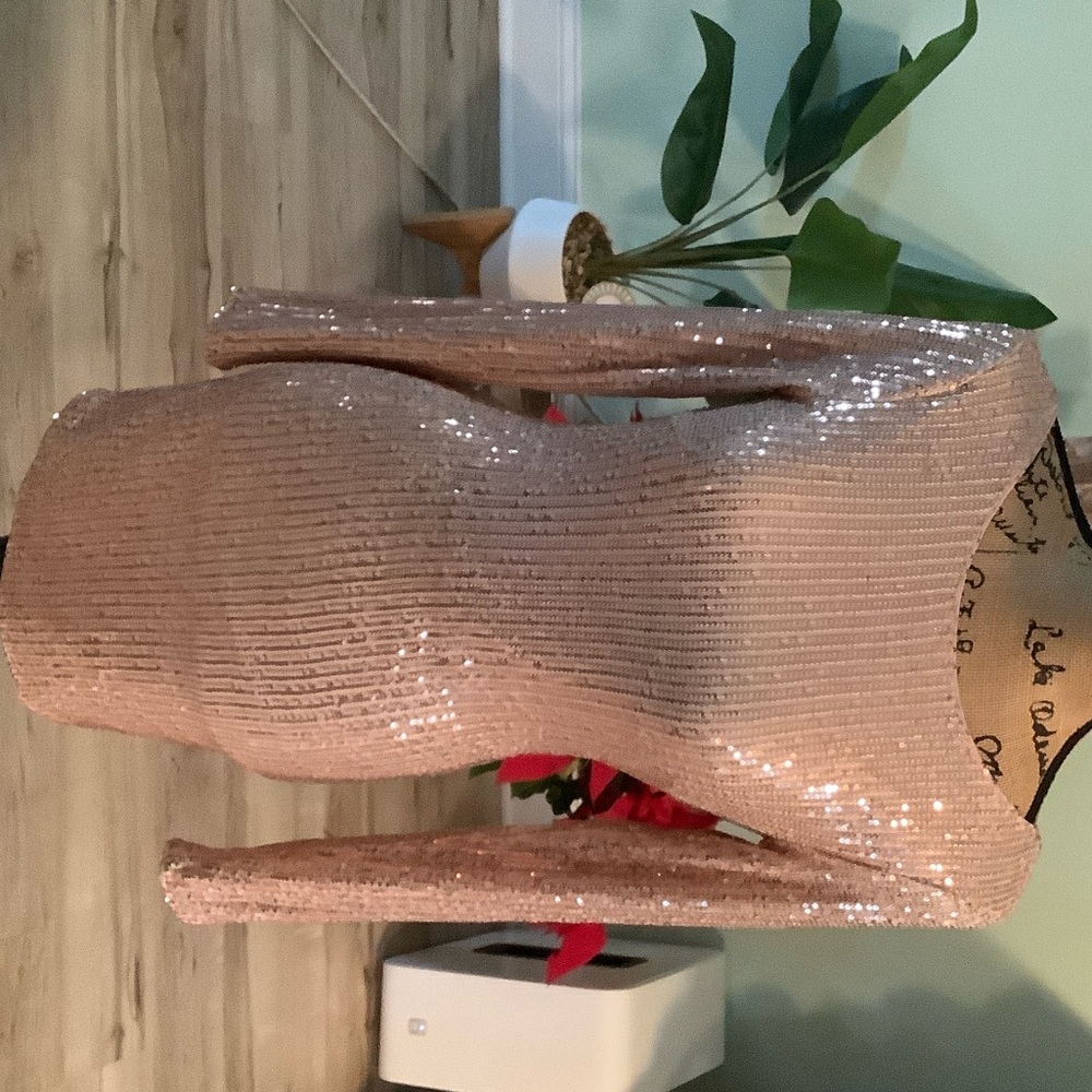 Hello Molly Sequin Dress in Rose Gold